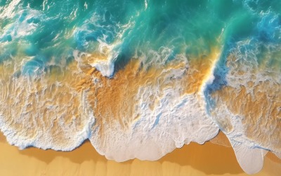 Beach scene waves surf with blue ocean sea island Aereal 022