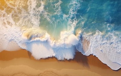 Beach scene waves surf with blue ocean sea island Aereal 027