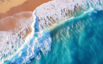 Plážová scéna vlny surfují s modrým oceánským mořským ostrovem Aereal 033