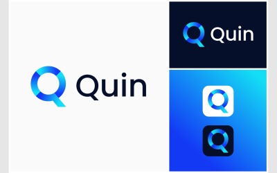 Harf Q Renkli Modern Logo