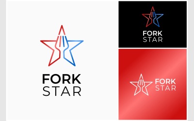 Креативный логотип ресторана Fork Star