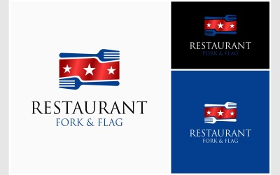 Logo di lusso del ristorante Fork Flag
