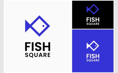 鱼方形抽象简单标志