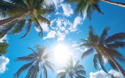 Blauer Himmel und Palmen, tropischer Strand und Sommerhintergrund 092