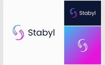 Bokstaven S Stabilitet Modern Logotyp