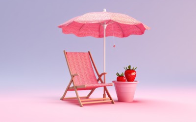 Beach summer Outdoor Beach chair with pink umbrella 240