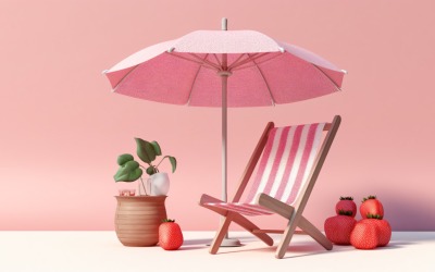 Beach summer Outdoor Beach chair with pink umbrella 241