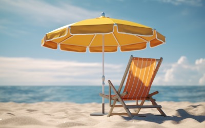 Beach summer Outdoor Beach chair with umbrella sunny day 251