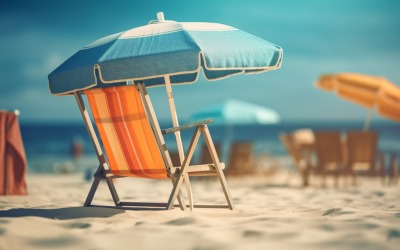 Beach summer Outdoor Solstol med paraply solig dag 254