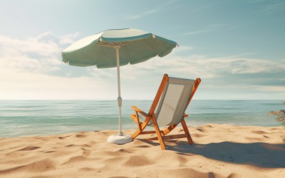 Beach summer Outdoor Solstol med paraply solig dag 263