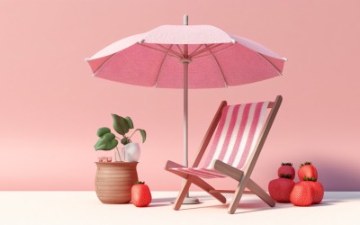 Beach summer Outdoor Solstol med rosa paraply 241