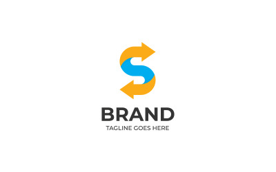 带箭头的 S 徽标模板设计