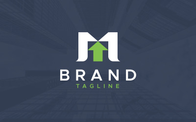 M harfi yukarı ok logo tasarım şablonu