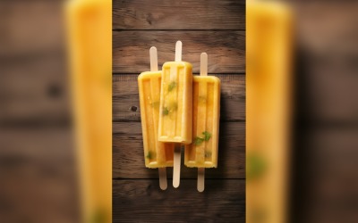 Pineapple popsicle on wooden background summer fruit concept 268