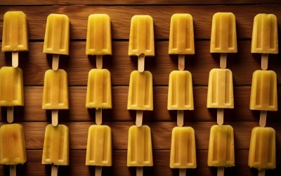 Pineapple popsicle on wooden background summer fruit concept 269