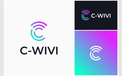 Bokstaven C Signal Trådlöst Internet Logotyp