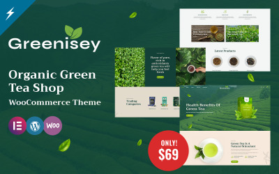 Greenisey - Biologische groene theewinkel WooCommerce-thema
