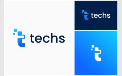 Letra T Data Digital Tech Logo