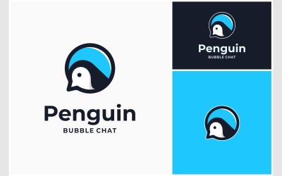Logo de chat à bulles d&amp;#39;oiseaux polaires de pingouin