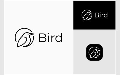 Logo Simple Cercle Art Ligne Oiseau