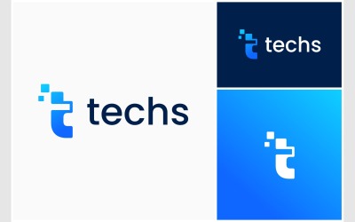 Logotipo de tecnología digital de datos de letra T