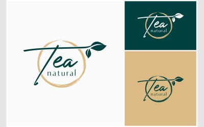 Logotipo manuscrito natural de chá