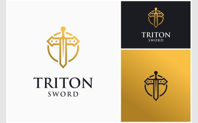 Luksusowe logo miecza z literą T