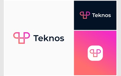 Nowoczesne logo technologii połączenia litery T