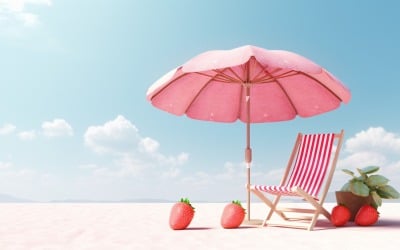 Beach summer Outdoor Solstol med rosa paraply 340