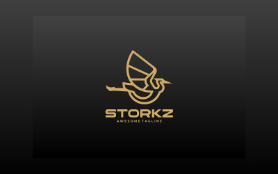 Storch-Strichzeichnungs-Logo-Design