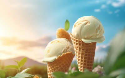 Warmth of summer desert delicious scoop of ice cream 444