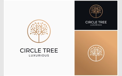 Logotipo luxuoso do círculo da natureza da árvore