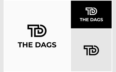 Logotipo simples do monograma das iniciais da letra TD