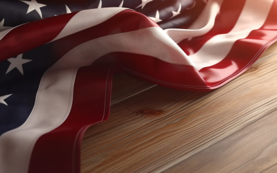 Närbild av USA viftande flagga i hörnet med kopia utrymme 06