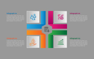 Design de infográfico de marca de apresentação de negócios em estilo quadrado.