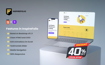 InspireFolio - HTML-mall för personlig portfölj - CV-mall