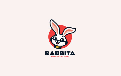 Logotipo de desenho animado da mascote do coelho 6