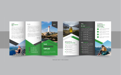 Folheto de viagem com três dobras ou layout de design de modelo de folheto com três dobras de agência de viagens