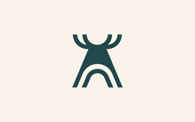 Plantilla de diseño de logotipo letra A ciervo