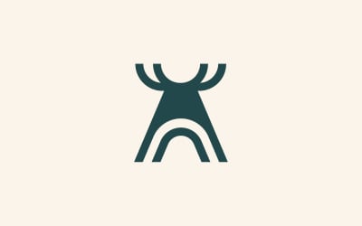 Шаблон логотипа буквы A Deer