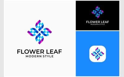 Blomma blad överlappande färg logotyp