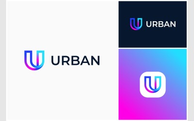 Buchstabe U, farbenfrohes, modernes Logo