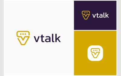 Harf V Kabarcık Sohbet Mesajı Logosu