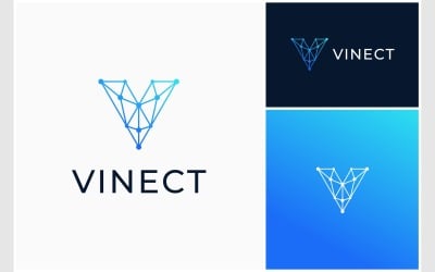 Letter V Connection Technology Logo
