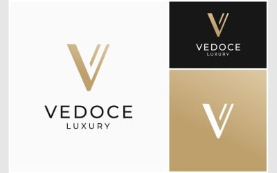 Lettre V Logo Monogramme De Luxe Or