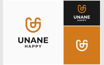 Logo del volto di sorriso felice della lettera U