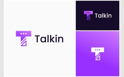 Логотип буквы T Talk Speak Chat