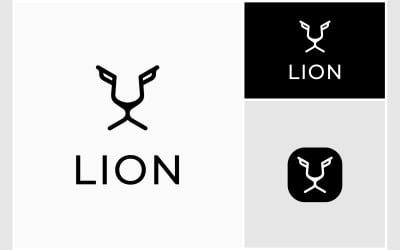 Logotipo abstracto simple de cara de león