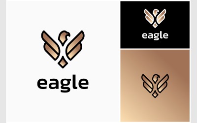Logotipo De Lujo De Ala Extendida De Eagle Hawk Bird