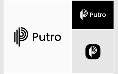 P Harfi İlk Basit Minimalist Logo